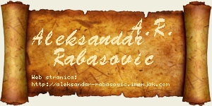Aleksandar Rabasović vizit kartica